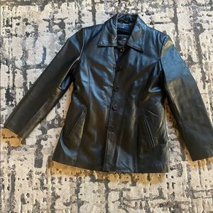 Oscar Piel Black Leather Jacket Womens Medium